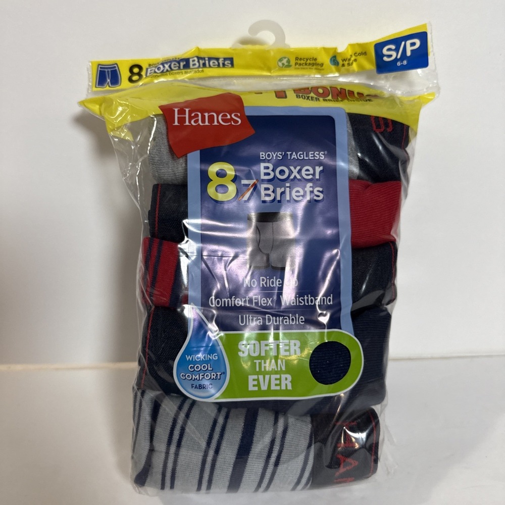 Hanes Boxer briefs size small 6-8 pack‎ of 8 boys tagless